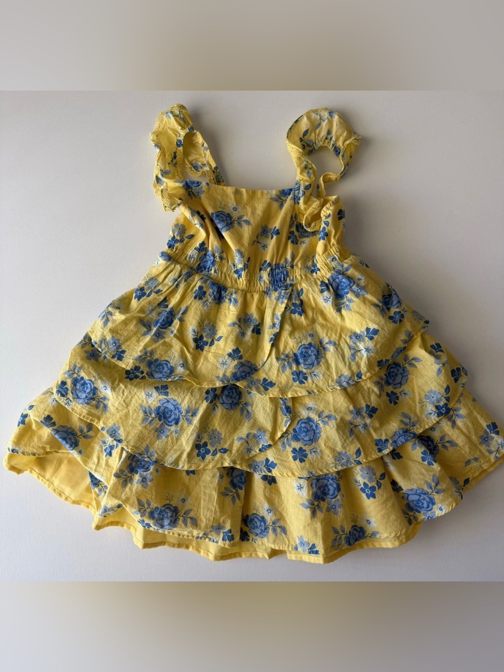 Tommy Bahama Yellow Sundress with Blue Rose Floral Print